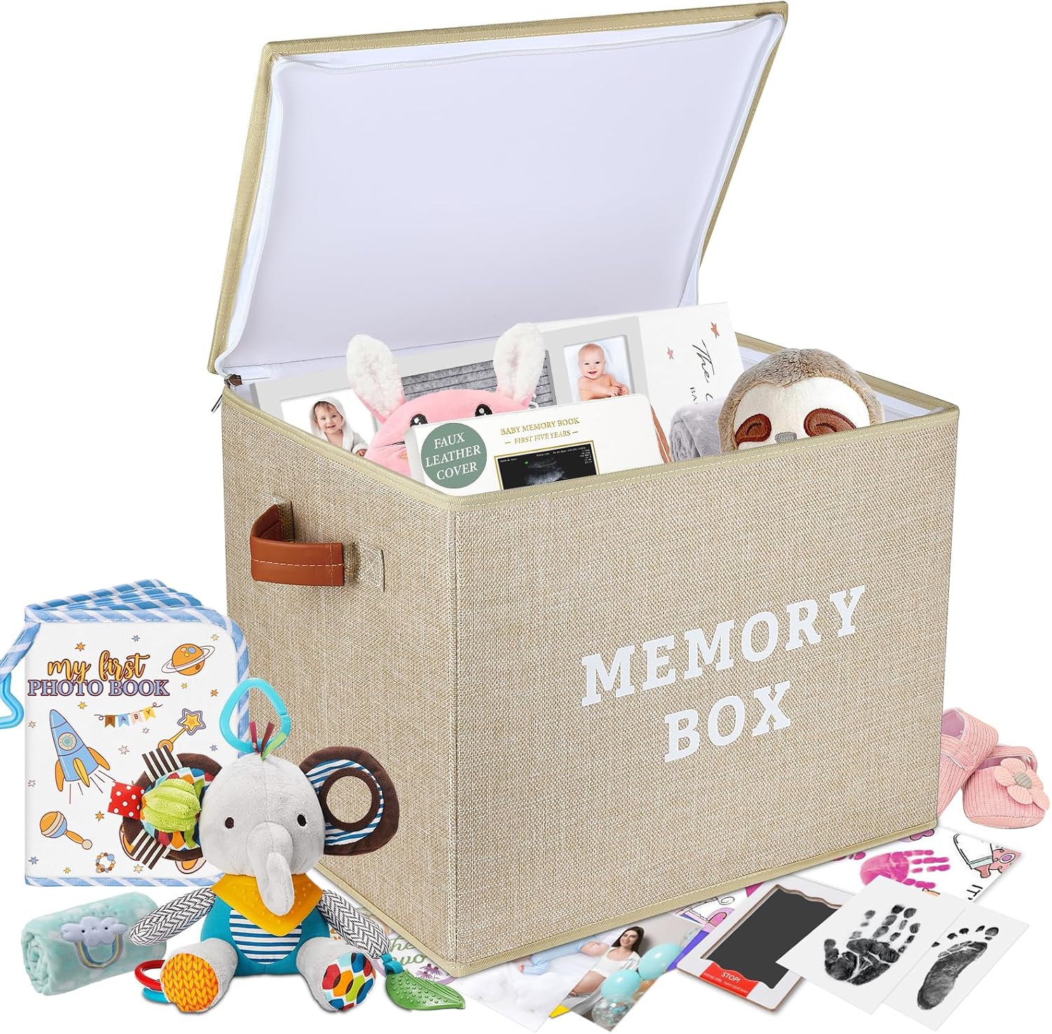 Lukeline Memory Box for Keepsake, Decorative Keepsake Bin with Handles,Memory Box Keepsakes Gift for Anniversary, Wedding, Birthday, Valentines Day