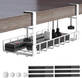 Under Desk Cable Management Tray, Xpatee Upgraded Wire Management No Drill No Screws, Cable Tray with Clamp for Wire Organizers, Computer Cord Rack for Office, Home - No Damage to Desk White