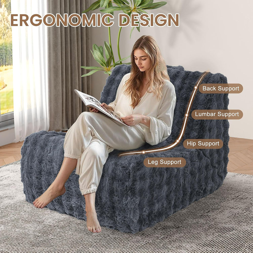 Bean Bag Chair for Adults, Giant Bean Bag Chair with Pillow, Oversized Chaise...