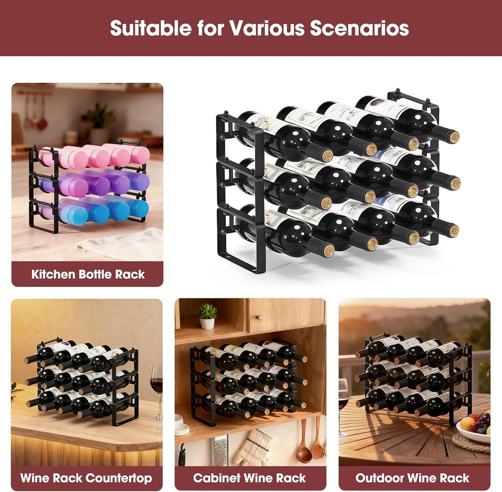 Stackable Countertop Wine Rack, 12 Wine Bottles Holder for Inside Cabinet | I...