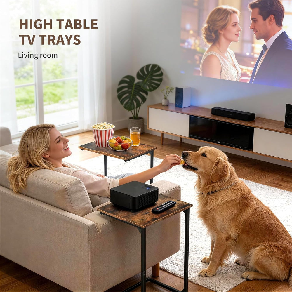 C Shaped End Tables Set of 2, Couch Tables that Slide Under Sofa, High Table ...