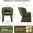 NORDICANA Barrel Dining Room Chairs with Arms, Faux Fur Accent Chairs Set of 4, for Kitchen, Living Room, Upholstered Armchairs, Green