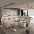156" Cloud Modular Sectional Sofa Couch,U Shaped Couch with Ottoman,Down Filled 8 Seater Convertible Sleeper Bed Living Room Set,Covers Washable&Replaceable (Khkai)