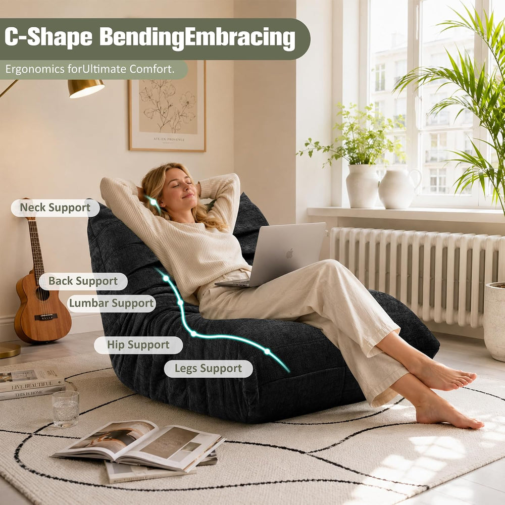 Vongrasig Bean Bag Chair for Adults, Line Fabric Lazy Sofa Couch, Memory Foam...