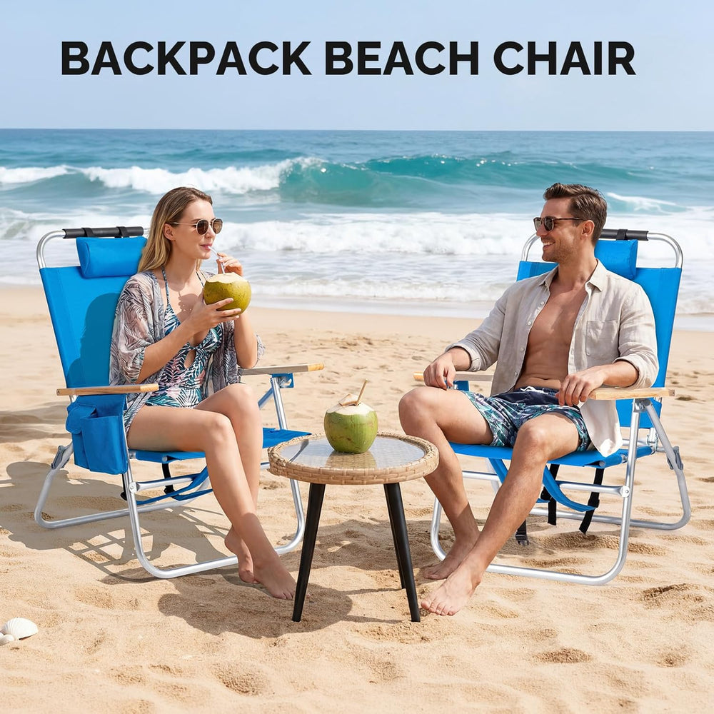Bonnlo Lightweight Backpack Beach Chair, 2 Pack Portable Beach Chairs for Adu...