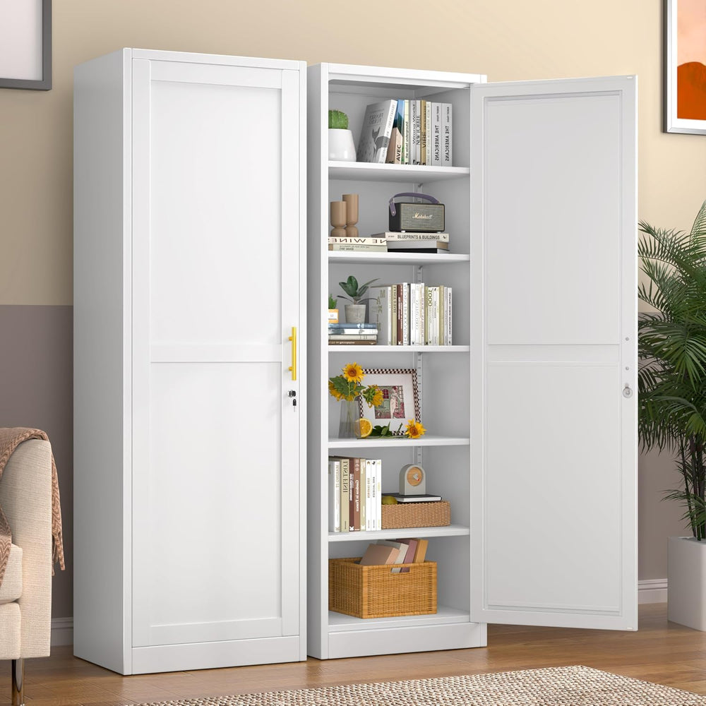 Tall Metal Narrow Bathroom Storage Locker Cabinet 67" H, Black Kitchen P...
