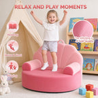 Snuggly Toddler Chair Soft Kids Sofa Cozy Kids Chairs Comfy for Toddlers 1-3, Plush Child Seat with Carry Handle
