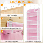 Over The Door Organizer-5 Layers Large Pockets, Heavy Duty Door Organizer Hanging Storage, 10 Mesh Side Pockets & Clear Window for Bedroom, Bathroom,Kitchen,Nursery, Pantry,Dorm Holds Shoes(Black)