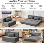 Youzi Folding Sofa Bed Convertible Sleeper Chair with Pillow, 4-in-1 Foldable Mattress Futon Couch Bed to Lounge Chair for Living Room, Bedroom, Dorm & Guest, Washable Cover, Dark Gray, Single