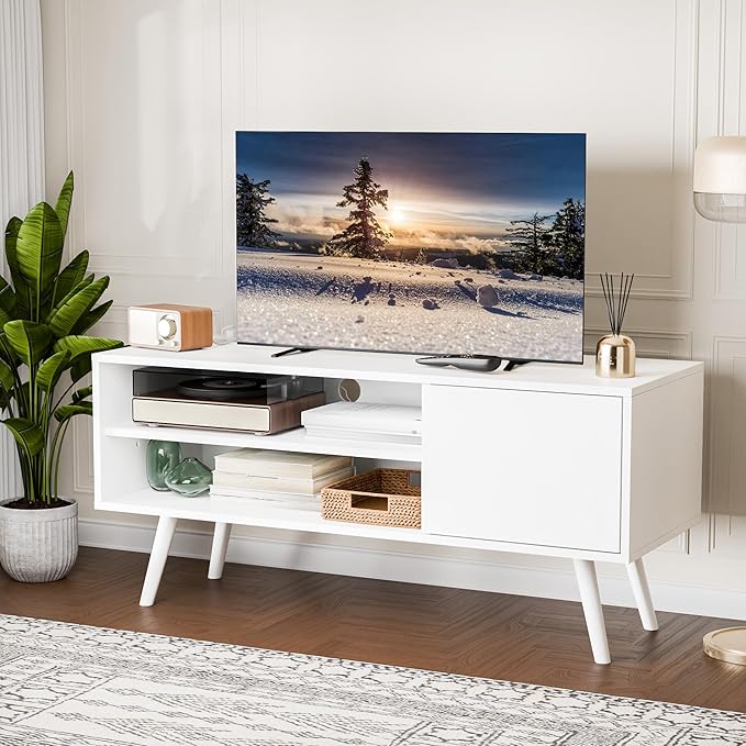 Cozy Castle TV Stand for 48 Inch TV, Mid Century Modern Entertainment Center ...