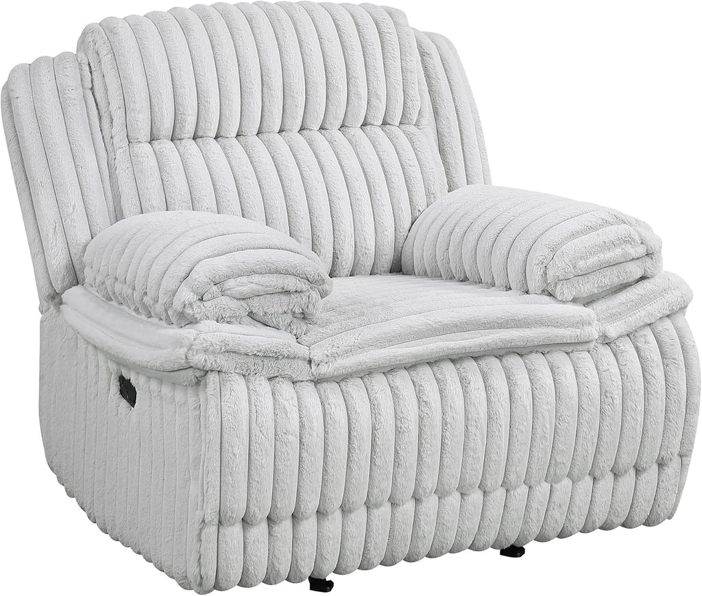 Lexicon Manual Glider Recliner Chair, Corduroy Manual Tab Pull Reclining Chair with Pillow Top Arms, Plush Cushions, Cozy Theater-Style Accent for Living Room/Bedroom, Easy Assembly, Gray