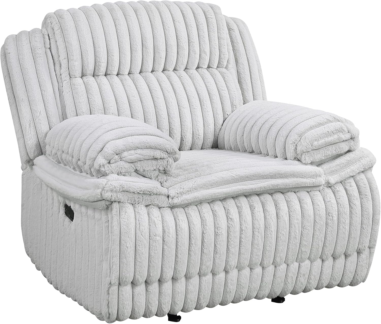Lexicon Manual Glider Recliner Chair, Corduroy Manual Tab Pull Reclining Chair with Pillow Top Arms, Plush Cushions, Cozy Theater-Style Accent for Living Room/Bedroom, Easy Assembly, Gray