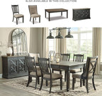 Signature Design by Ashley Tyler Creek Dining Room Upholstered Side Chair, 2 Count, Solid Wood, 19.25" H, Black and Grayish Black