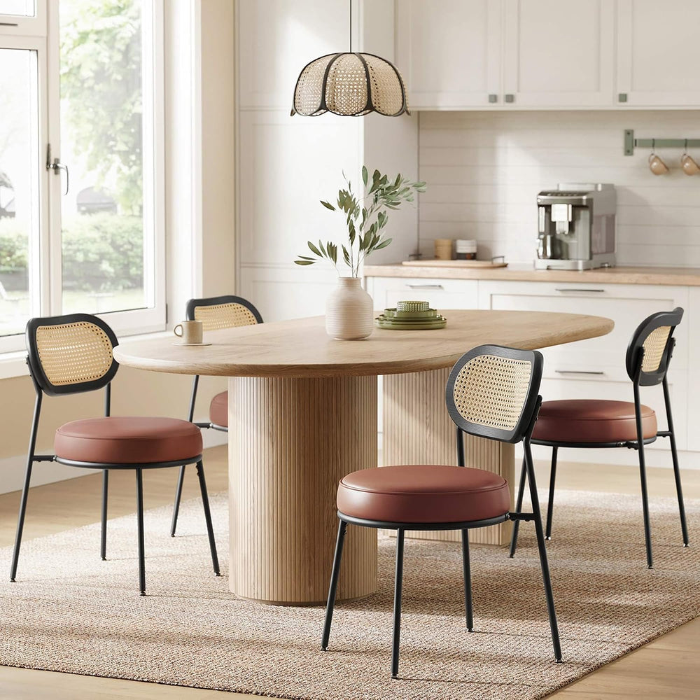 VASAGLE Set of 4 Dining Chairs, Boho PE Rattan Back
