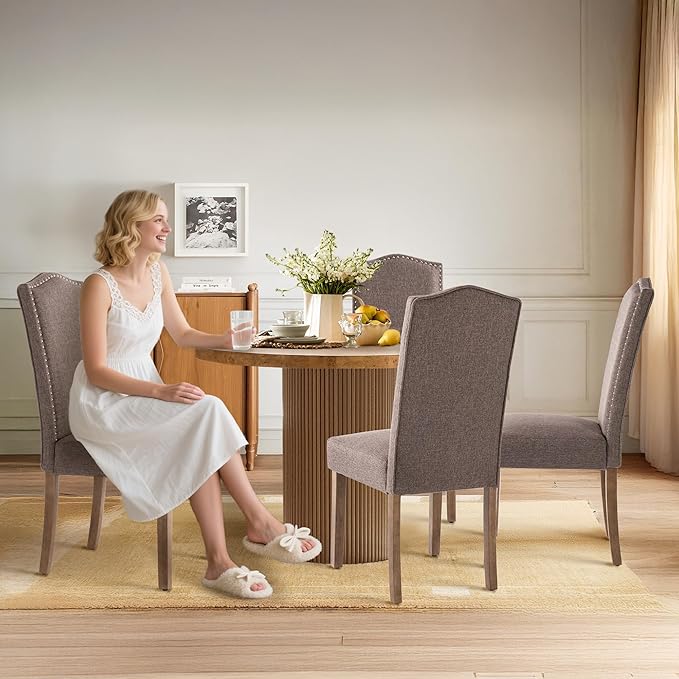 Upholstered Dining Chair Modern Stylish Parsons Kitchen Diner High Back with ...
