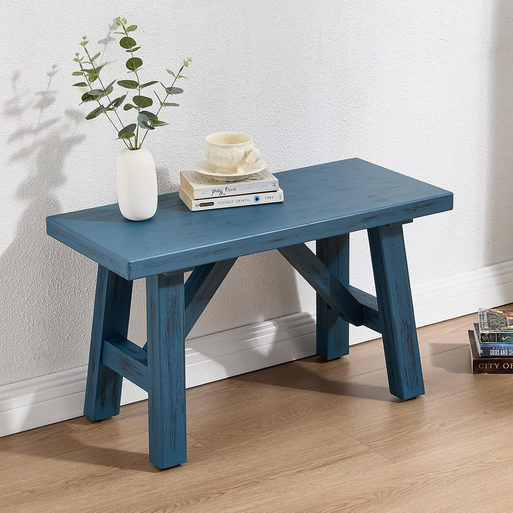 30" Farmhouse Entryway Bench, Rustic Solid Wood Dining Room Bench Small ...