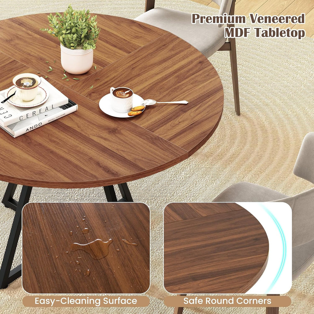 Giantex 47-inches Round Dining Table for 4, Kitchen Table with Storage Shelf,...