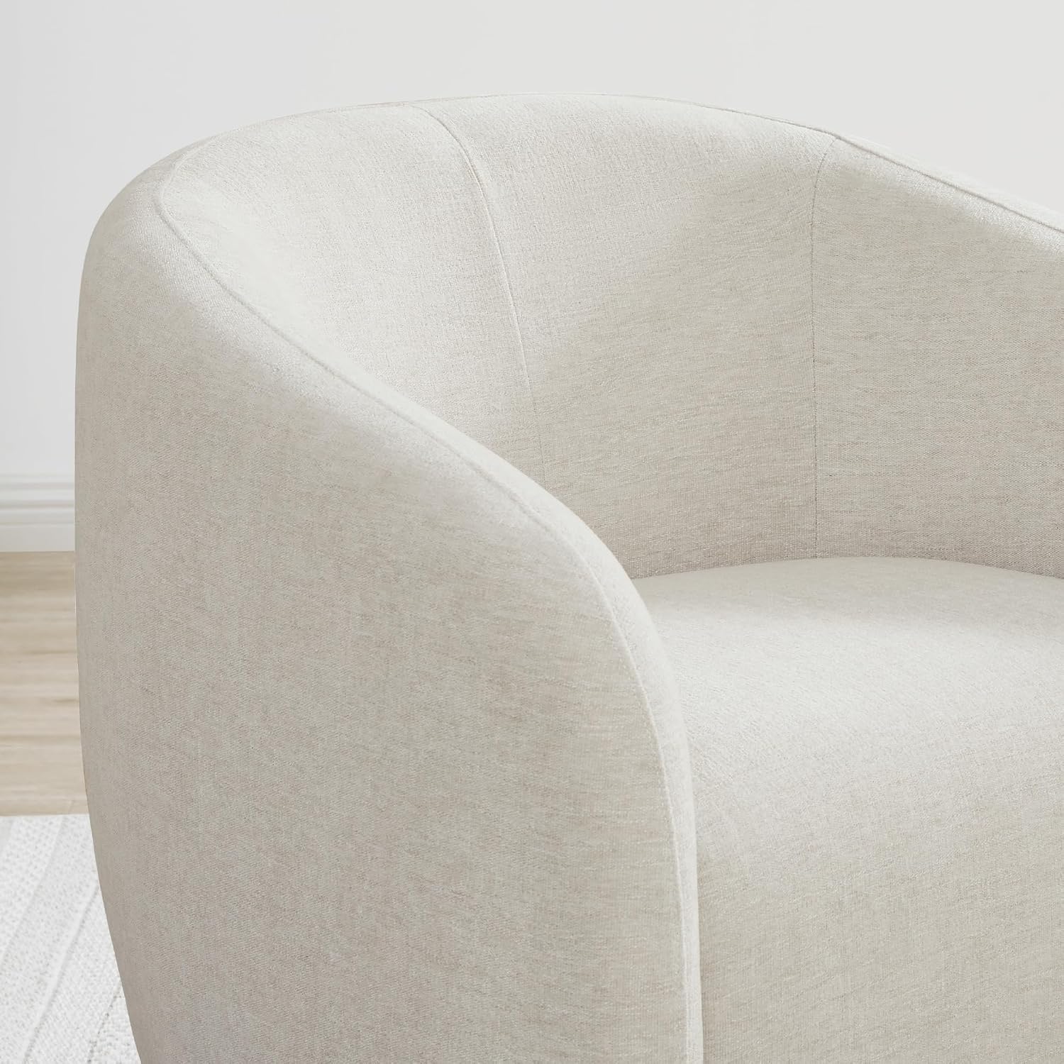 Watson & Whitely Swivel Accent Chairs Set of 2, Modern Upholstered Fabric Barrel Chair Armchair for Living Room, Bedroom, Fully Assembled, Fabric in Cream