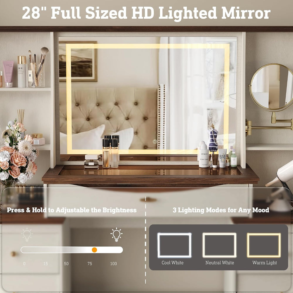 STO'SENSE Makeup Vanity Desk w/Mirror & Lights, 54" Large Vanity...