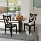 Giantex Wooden Dining Chairs Set of 2, Linen Fabric Upholstered Kitchen Chair w/Rubber Wood Frame, Wide Padded Seat, Curved Cross Back, Farmhouse Side Chairs for Living Room Restaurant, Dark Gray
