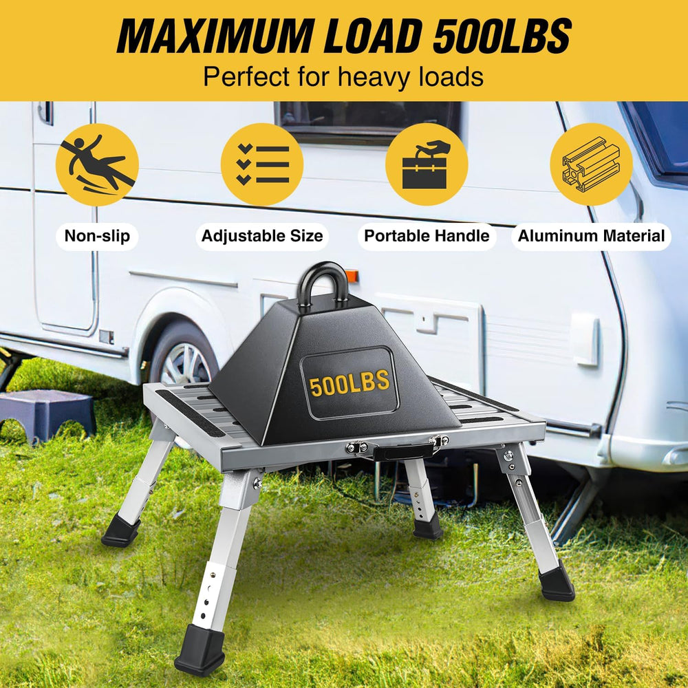 Nilight RV Step Stool Aluminum Folding Platform Steps 19x14.5 4 Level