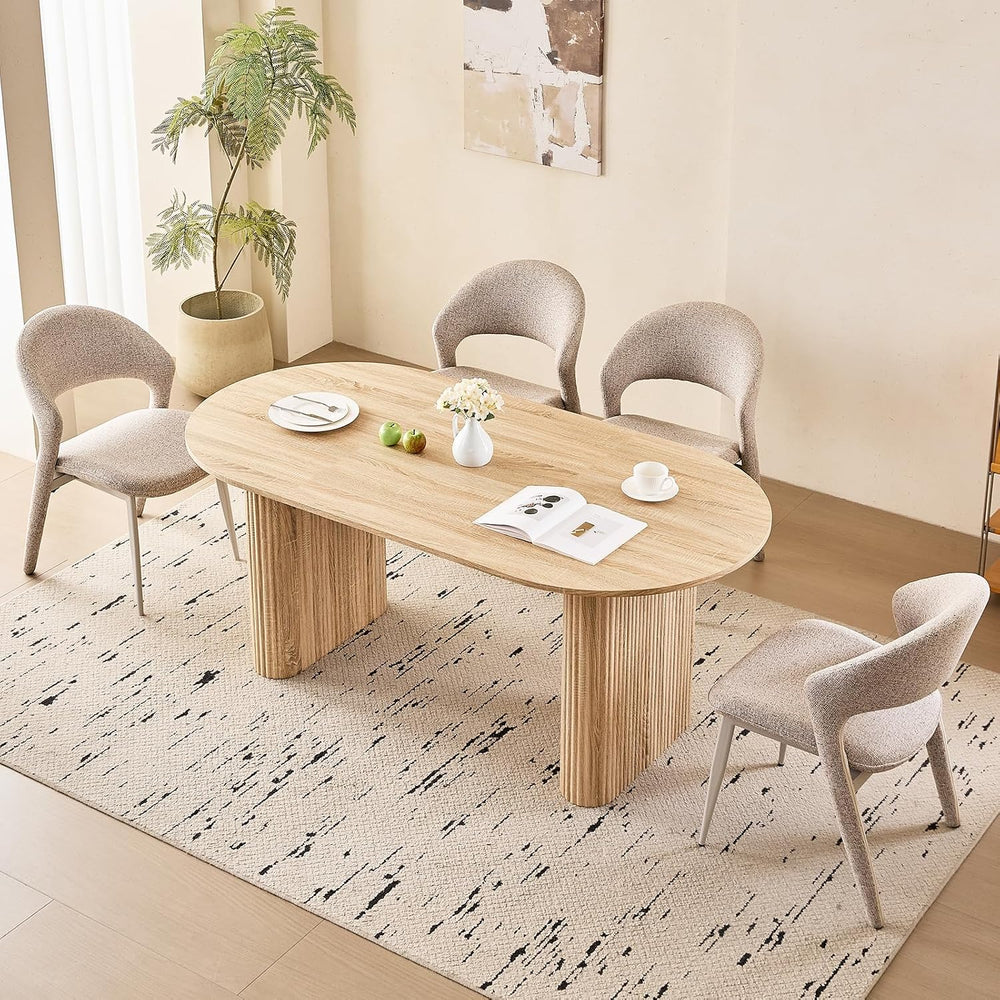 70.9" Large Dining Table for 4-6, Rounded Edges, Fully Assembled Table B...