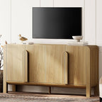 WAMPAT Modern TV Stand for TVs Up to 75 inches,63" W Farmhouse Entertainment Center with Adjustable Shelf and 4 Doors,Media Console Table TV Cabinet for Living Room,Light Walnut