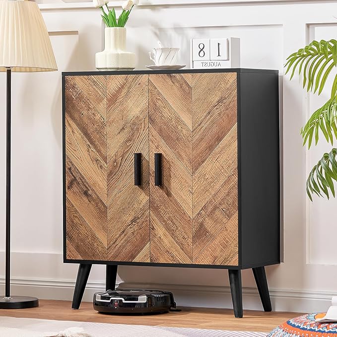 Storage Cabinet with Adjustable Shelf & Doors, Sideboard Buffet Cabinet with Storage, for Dining Room, Living Room, Entryway, Black