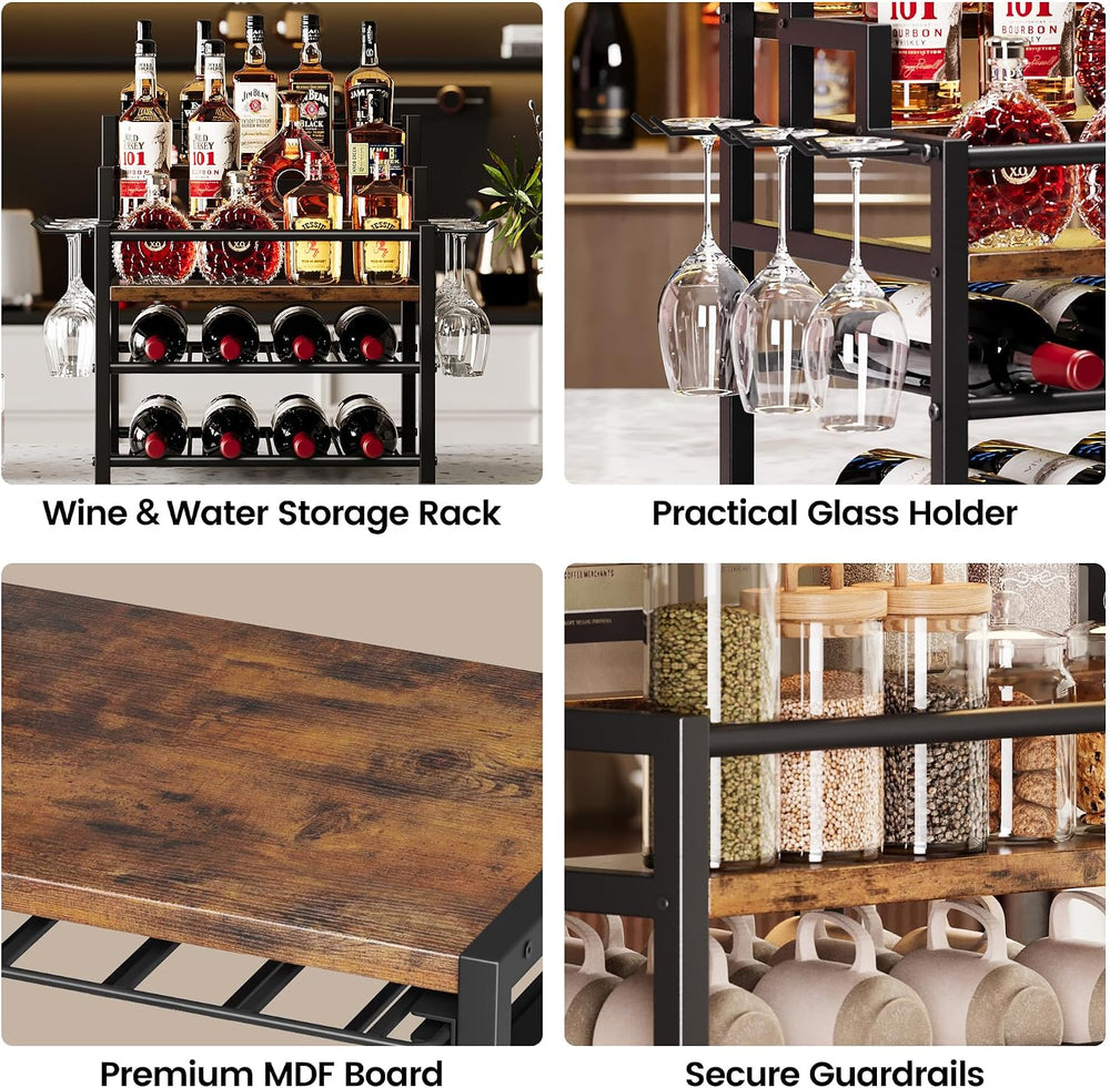 5-Tier Liquor Bottle Display Shelf, Holds up to 20 Bottles, Countertop Wine R...
