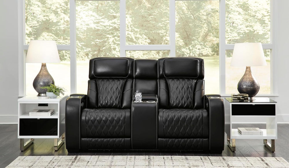 Signature Design by Ashley Boyington Power Reclining Loveseat with Console | ...