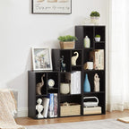 VECELO Small Bookshelf, 5 Cube Slim Bookcase, Fits Tallest Hardcovers, Horizontal Available, Modern Floor Standing Unit, Each Shelf Hold Up to 66 LBS, Matte Black