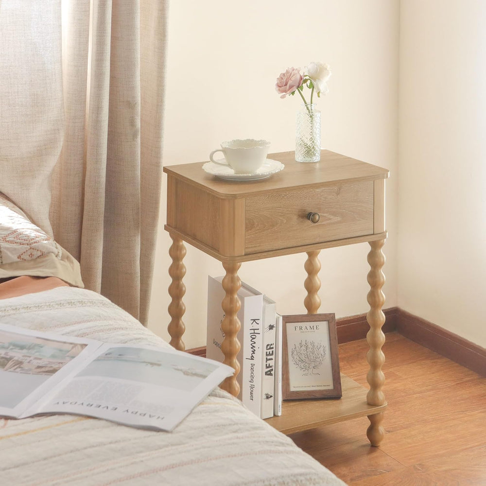AWASEN Night Stand, Wood End Table with Drawer for Living Room, Small Bedside...