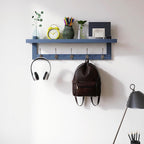 SMIBUY Coat Hooks with Shelf Wall-Mounted, 29.2 Inch Entryway Coat Rack for Wall, Bamboo Hanging Shelf with 5 Double Metal Hooks for Bathroom, Bedroom, Kitchen, Living Room, Mudroom (Grey)