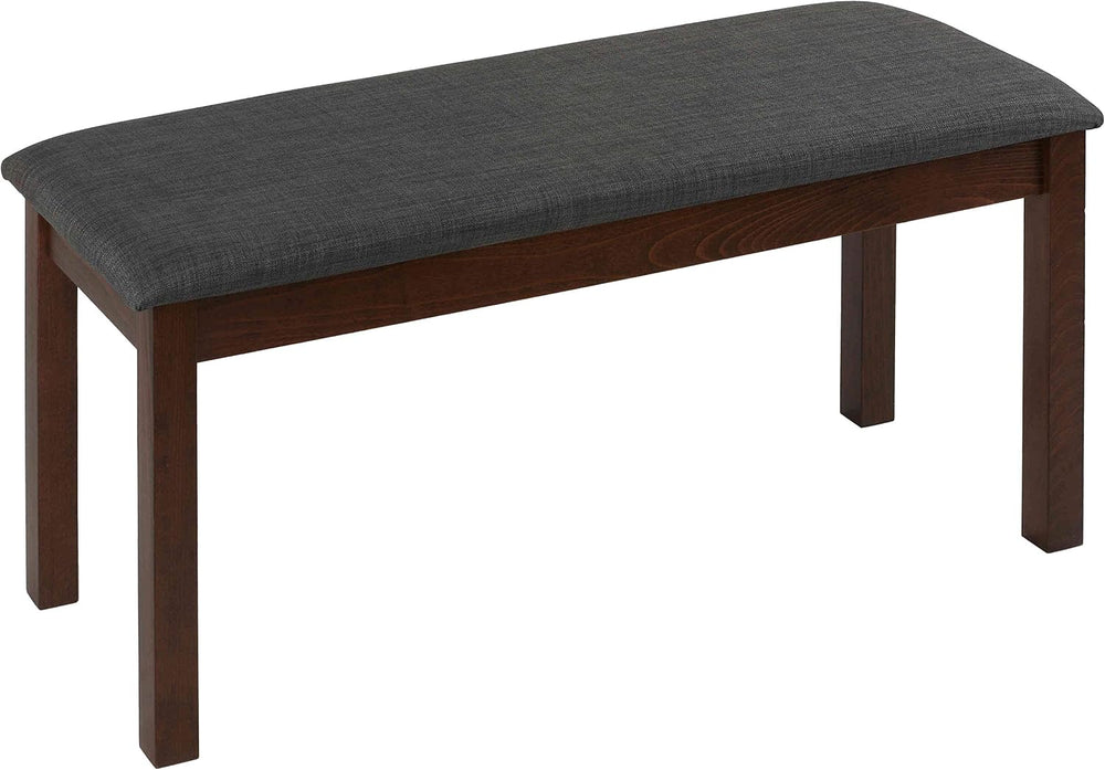 Cortesi Home Rosco Dining Bench in Charcoal Fabric, Walnut Finish 40"