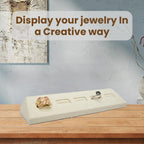 Novel Box 5-Slot Beige Linen Rings/Earrings/Cufflinks Holder Tray 8.12x1.75x1 Inches - Ring Holder Organizer for Selling or Personal Use - Jewelry Display Trays for Special Occasions