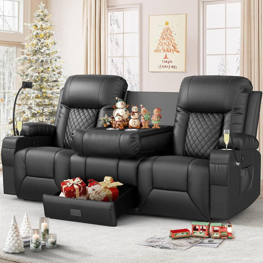 FURNIMAT Loveseat Recliner Sofa, Modern Dual Reclining Sofa with Flip Back Co...