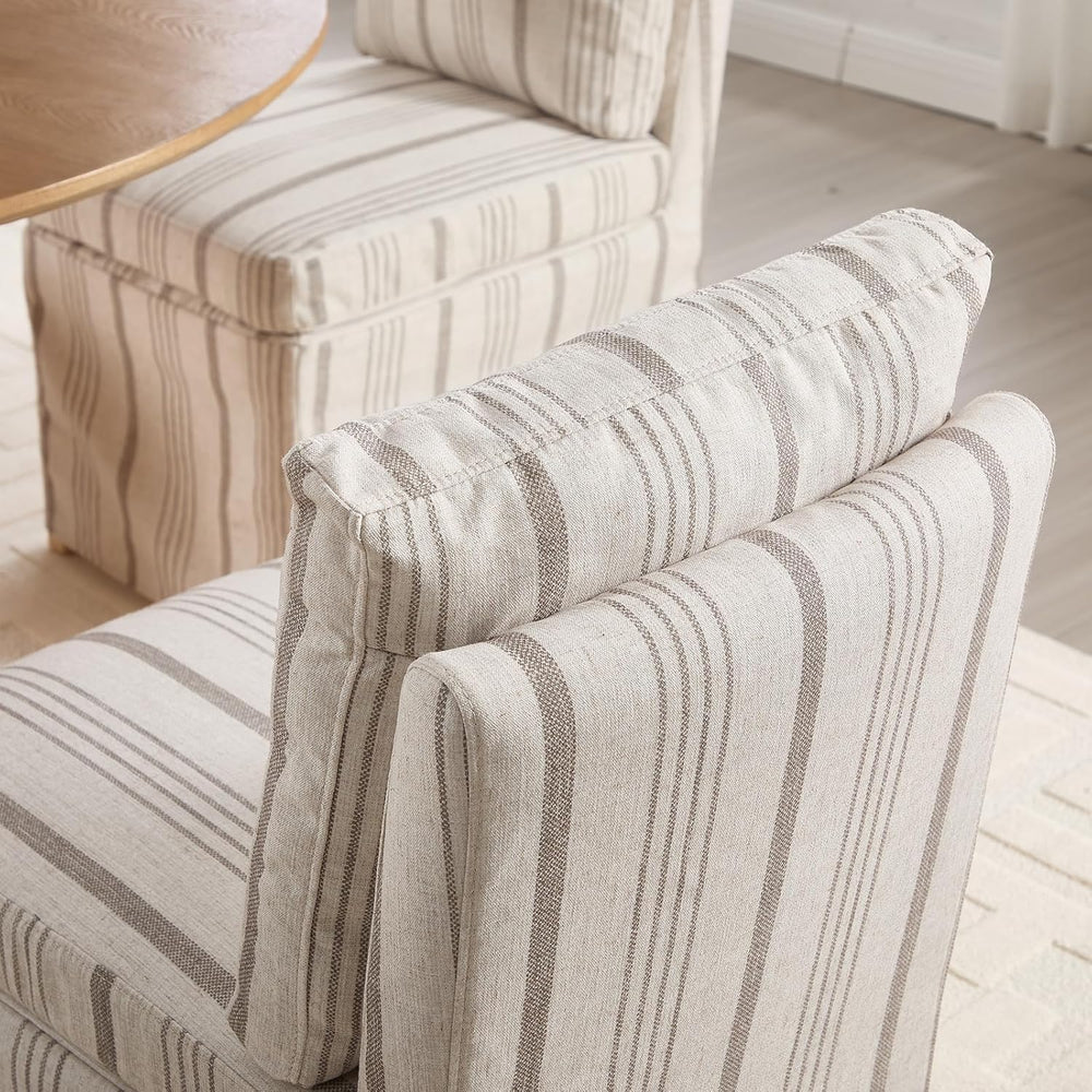 Upholstered Dining Chairs Set of 6 Slipcovered Armless Dining Chair with Soli...