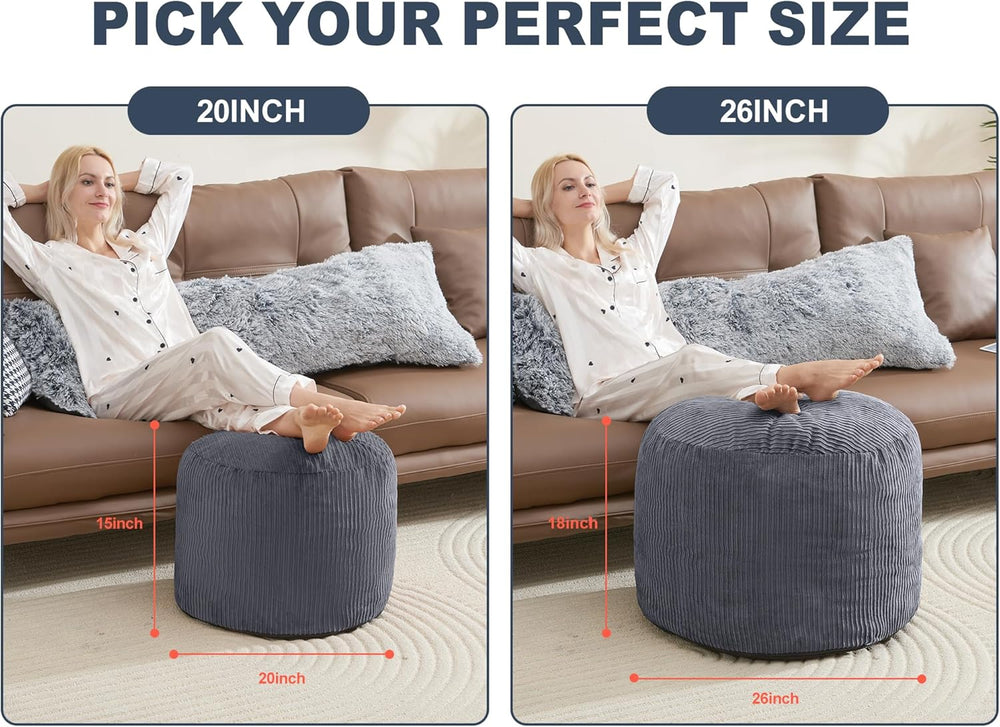 WSOFRLAC Pouf Ottoman Foot Stools Ottoman with Foam Small Corduroy Ottomans f...