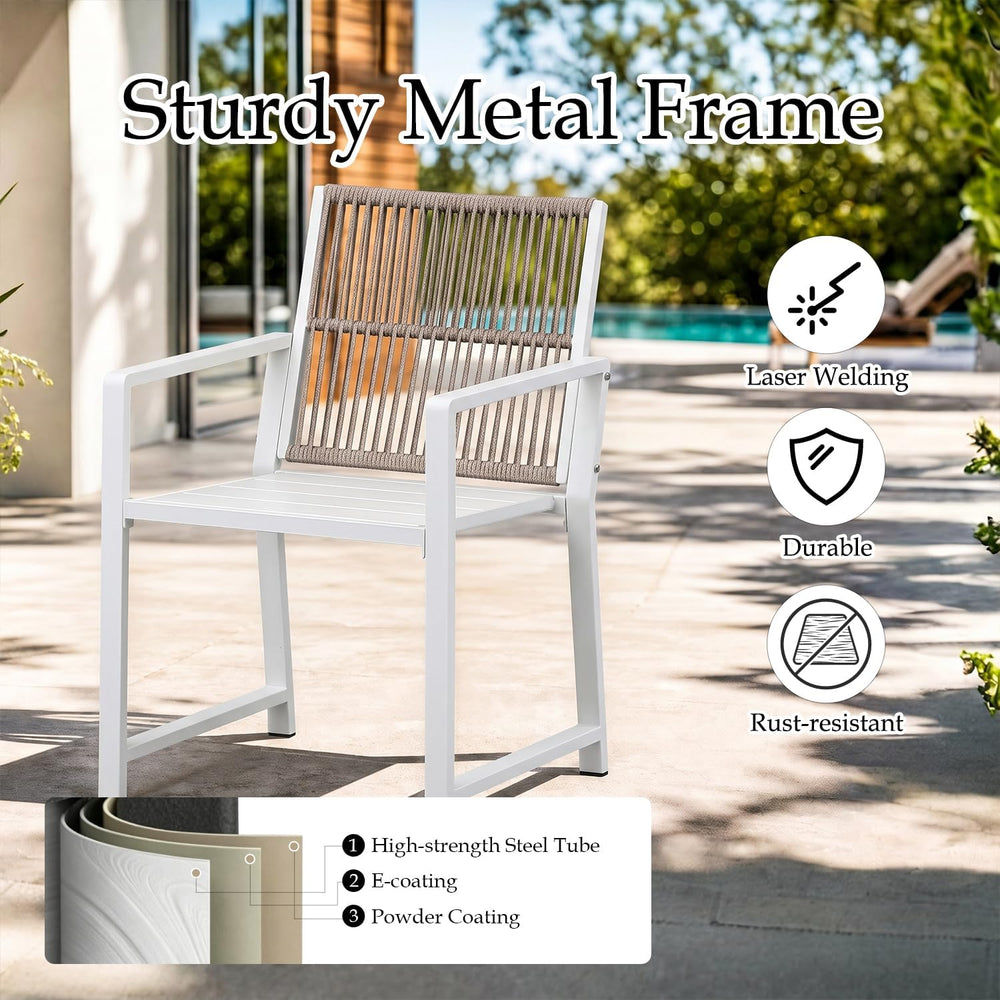 Outdoor HDPE Patio Dining Chairs ，400Lbs，White ，Set of 2