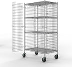 24" W x 36" L x 69" H Heavy Duty Utility Commercial Grade Metal Storage NSF Unit | Chrome Mobile Security Wire Cage Kit