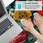 Vintage Oil Painting Floral Mouse Pad – Large Extended Desk Mat 35.43 x 15.75 in – Baroque Style Botanical Design,Oversized Mouse & Keyboard Pad for Art Lovers