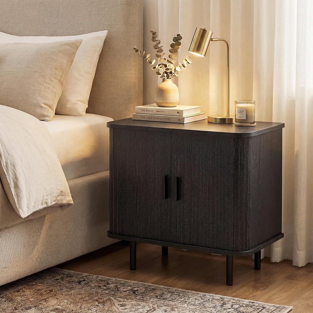 Giantex 24’’ Large End Table Set of 2, Mid Century Modern Nightstand w/Fluted...