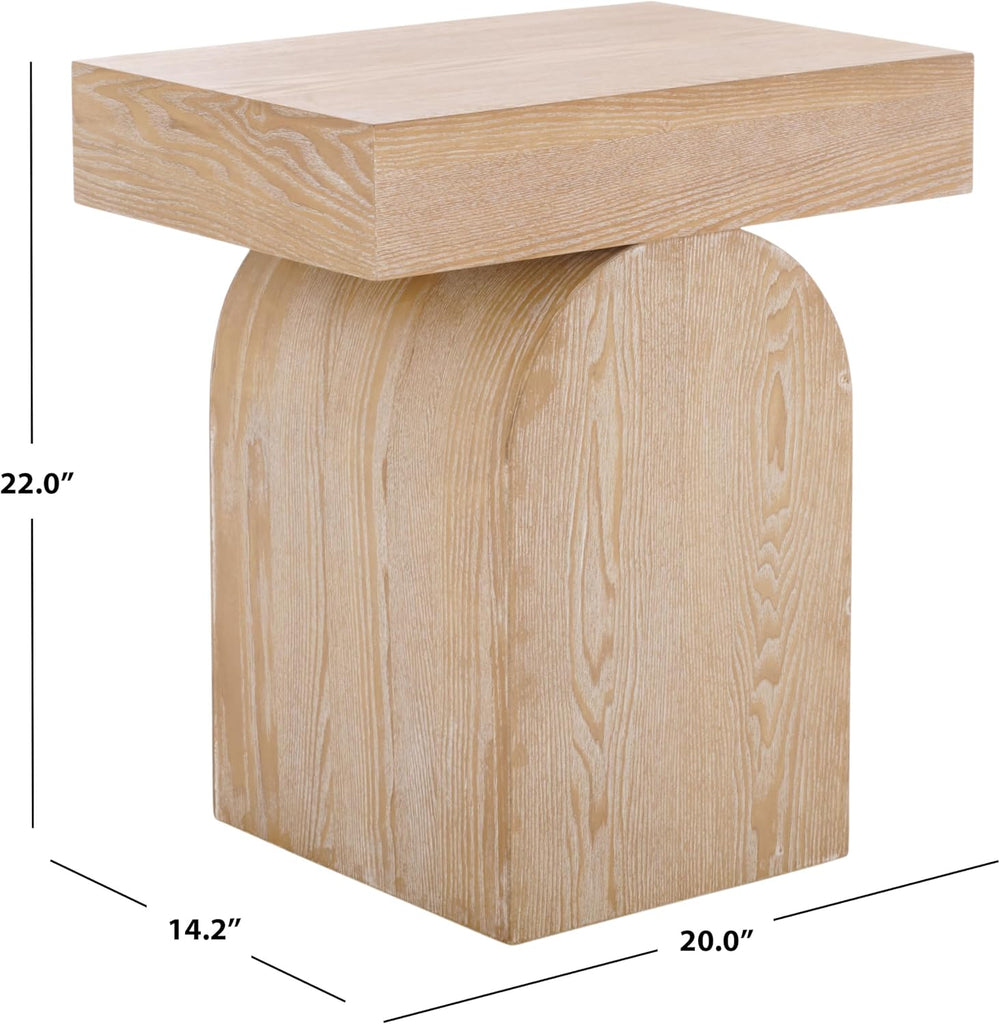 SAFAVIEH Home Collection Baraki Modern Bleached White Pedestal End Table (Ful...