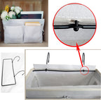 Bedside Caddy Organizer & Bedside Storage Basket Multi-Function Organizer for Bunk, Hospital Beds, Dorm Bed Rails,| Holds Magazines, Books, Glasses, Phone | Space-Saving (White 2 Pack)