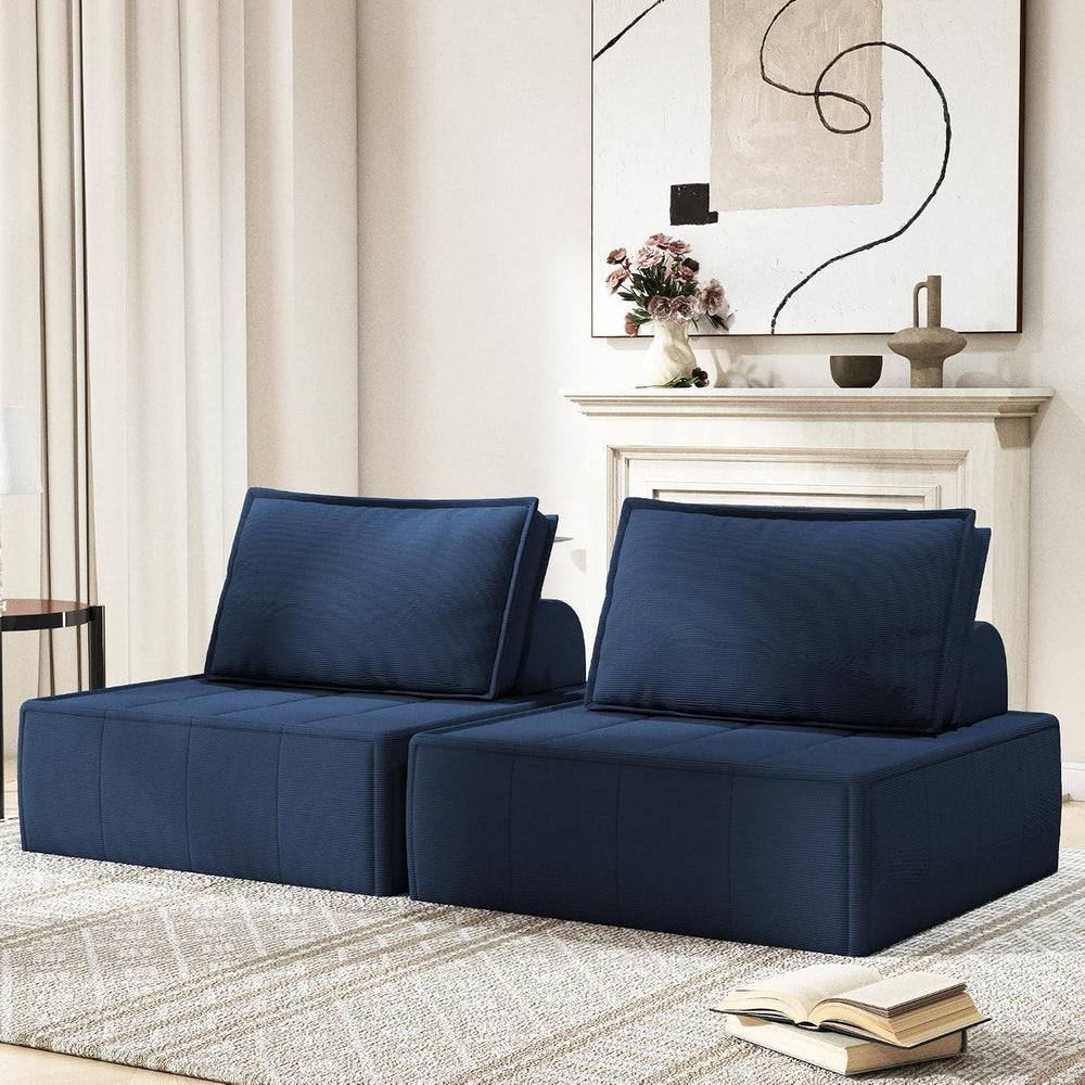 Swbvs 1-Piece Modular Single Couch, Deep Corduroy Lounge Chair with Adjustabl...