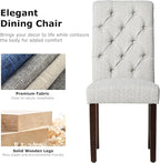 Tufted Dining Chairs Set of 2, Upholstered Parsons Dining Room Chairs, Fabric Kitchen Side Chair with Wood Legs, Floral