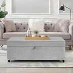 45" Modern Sofa Ottoman with Storage,Linen Upholstered Storage Bench with Rotation Casters and Safety Hinge, for Living Room,Grey