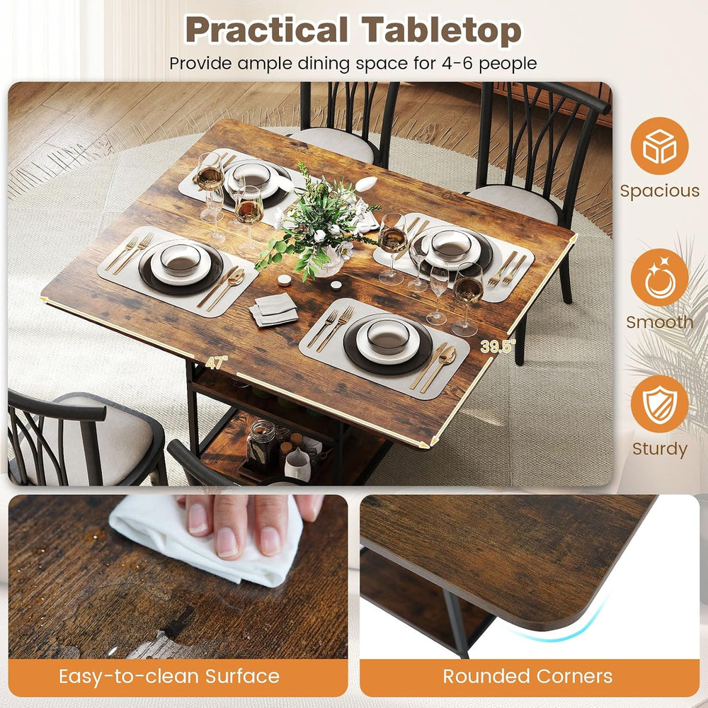 Giantex 47-inches Dining Table for 4-6, Rectangular Kitchen Table with 2 Open...