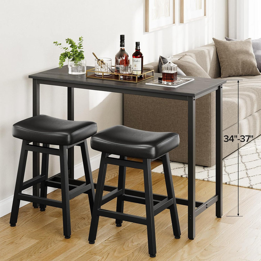 Raynesys 24 Inche Bonded Leather Counter Height Bar Stools Set of 3 Curved
