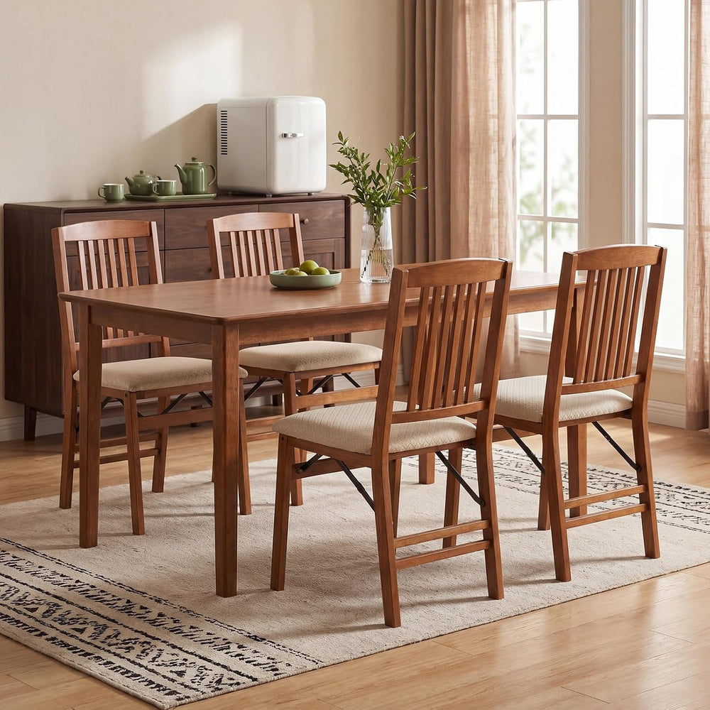 Giantex Folding Dining Chairs Set of 2, Foldable Wood Kitchen Chairs with Pad...